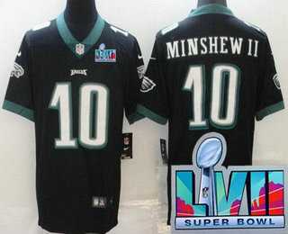 Men & Women & Youth Philadelphia Eagles #10 Gardner Minshew II Limited Black Super Bowl LVII Vapor Jersey,We sell and wholesale Men & Women & Youth Philadelphia Eagles #10 Gardner Minshew II Limited Black Super Bowl LVII Vapor Jersey on line form chian!